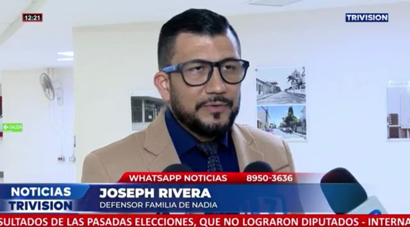 Lic. Joseph Rivera identificado en Noticias Trivisión como Defensor de la Familia de Nadia Peraza