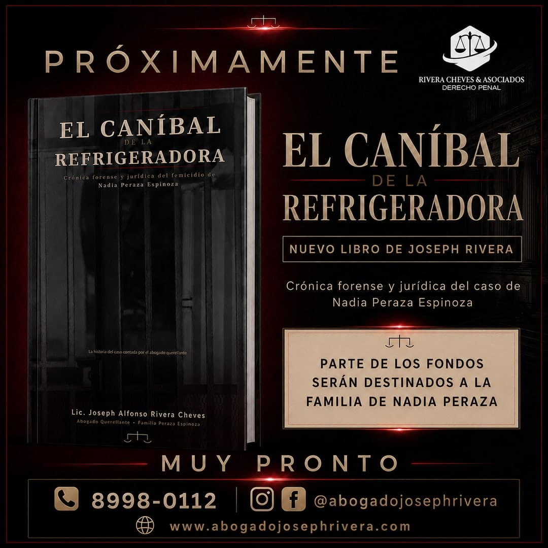 Anuncio del libro El Caníbal de la Refrigeradora — crónica forense y jurídica del caso Nadia Peraza, parte de los fondos para la familia